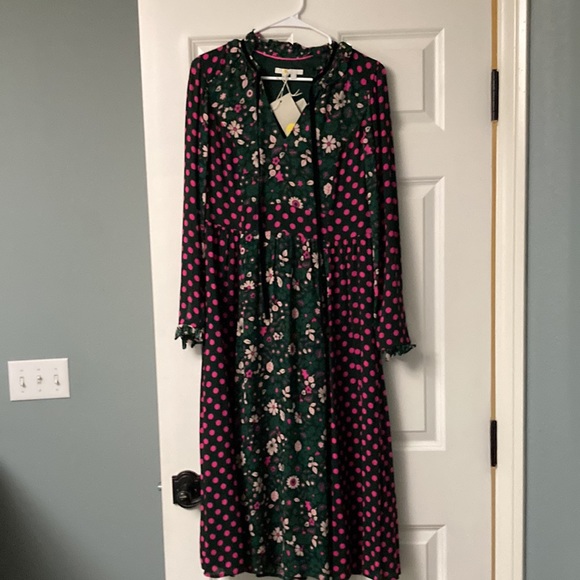 NWT Beautiful Boden Chatsworth Green Bloom Floral Cecilia Midi Dress. Size 4 - Picture 8 of 11
